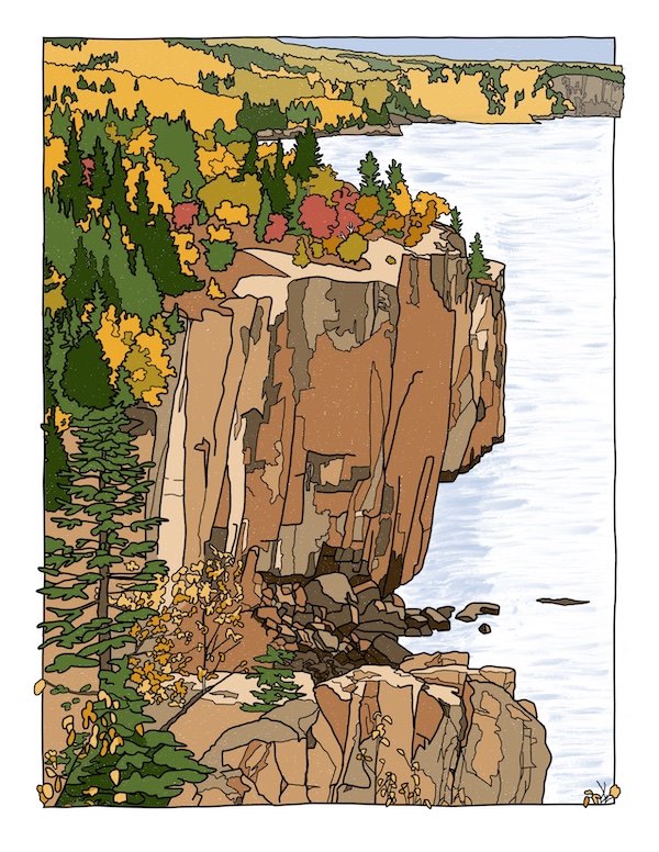 colored page of Palisade Head view in the fall