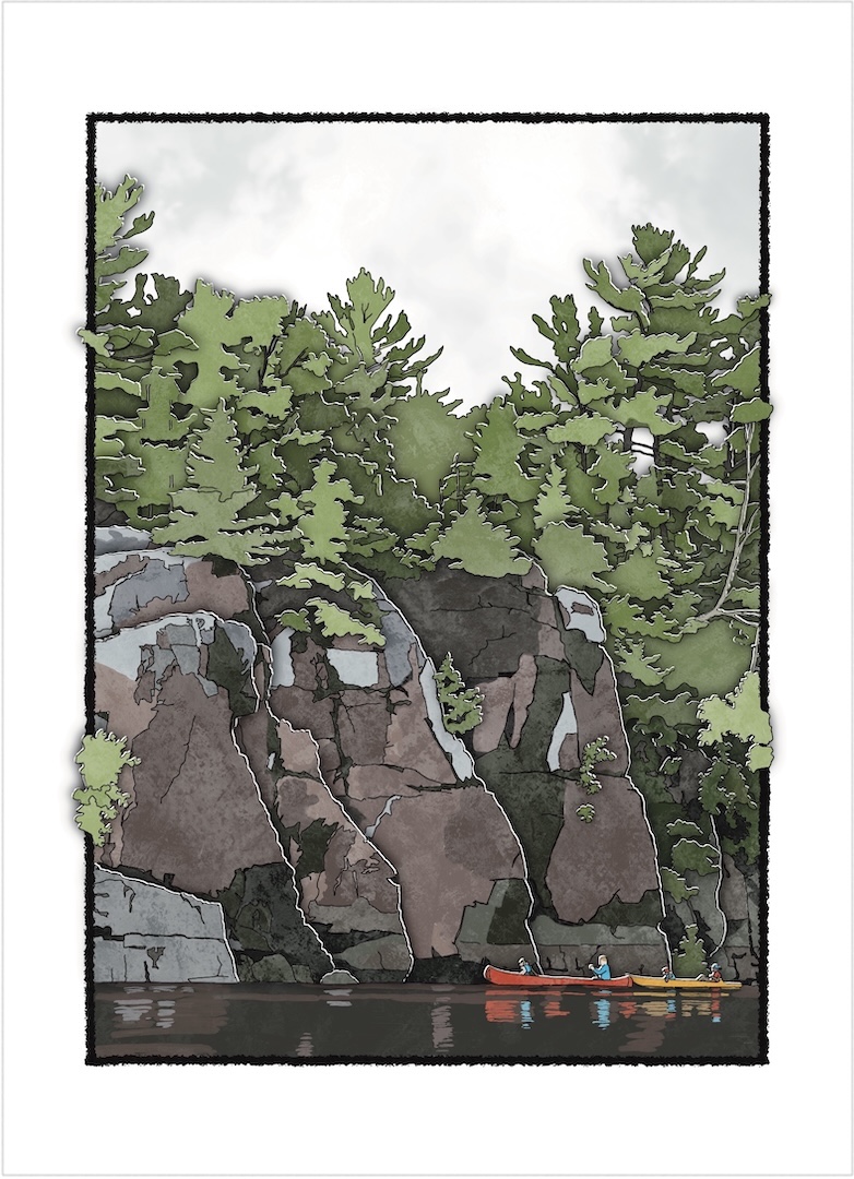 paddlers at the st croix river palisades